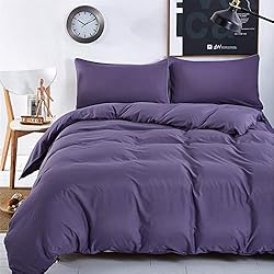 Funda Nordica Tonos Morados Fansu Plain Juego de Ropa de Cama de 4 Piezas Color sólido Juego de Fundas de Edredón Incluye 1 Funda Nórdica y 1 Sábana encimera 2 Funda de Almohada (Cama 150/160-220x240cm,Morado)