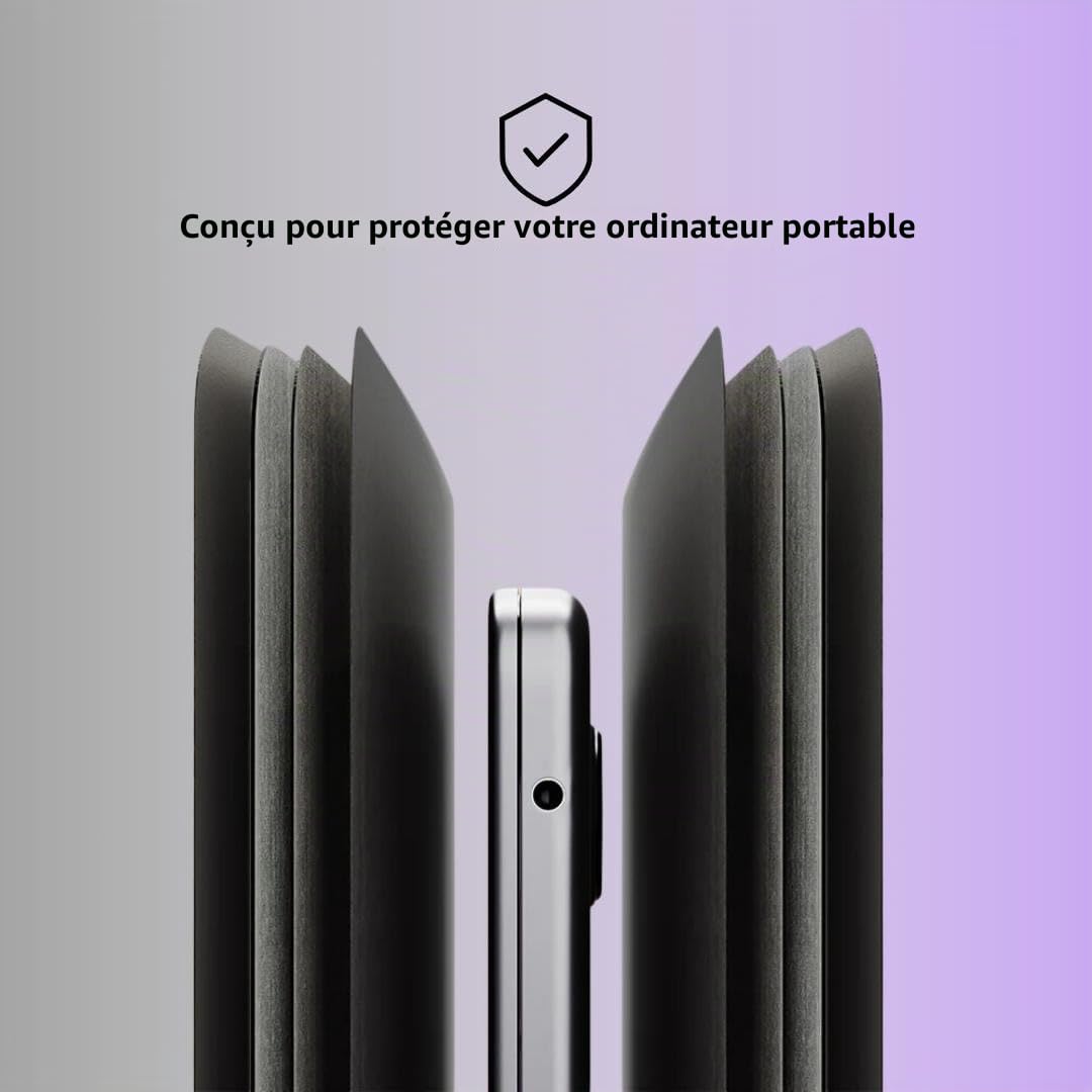 Housse pour ordinateur portable avec chargement sans fil | Housse multifonctionnelle 4-en-1 en cuir, tapis de souris et tapis de bureau | Charge rapide pour téléphones et écouteurs | Protection