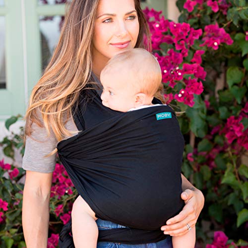 Moby Wrap Baby Carrier | Classic | Baby Wrap Carrier For Newborns & Infants | #1 Baby Wrap | Go To Baby Gift | Keeps Baby Safe & Secure | Adjustable For All Body Types | Perfect For Mom & Dad | Black #TOP4
