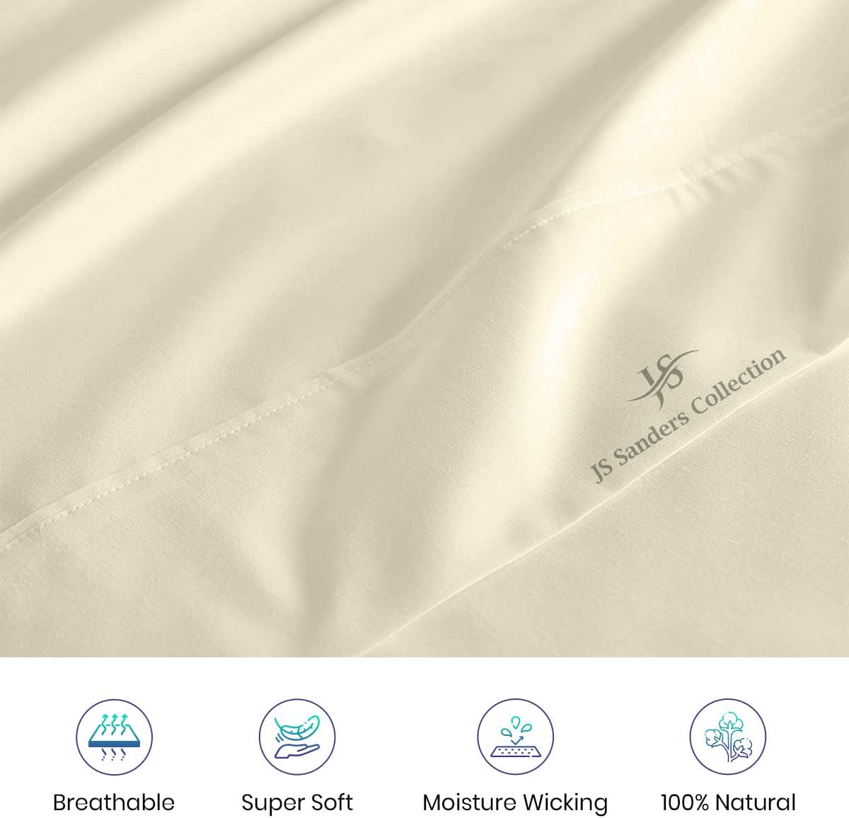 4 Piece Sheet Set 100% Egyptian Cotton Bed Sheets 1000 Thread Count Luxury Hotel Quality Sheet Set Italian Finish Premium Sheets Long Staple Fits Up to 18 Inch Deep Pocket (Alaskan King, Ivory)