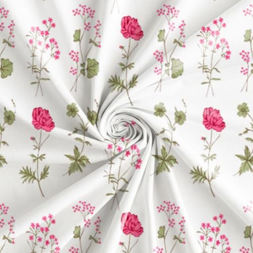 Image of HOMEMONDE Door Curtains 7 Feet Single Piece - Printed Room Darkening Curtain, 65% Light Blocking Cotton Panels - (Pink Floral, 84 Inch)
