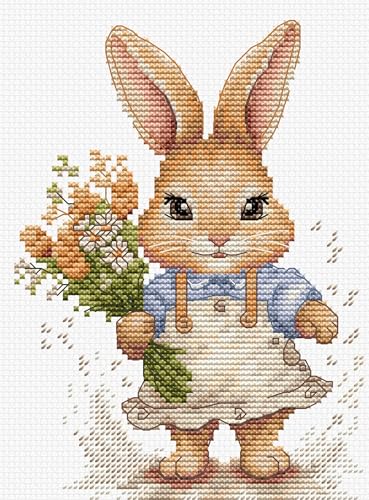 Image of Luca-S Cross Stitch Kit The Happy Bunny, B1410, Counted Cross Stitch Kit for Adults, Needlecraft and Embroidery Kit | embroidery by Marussia