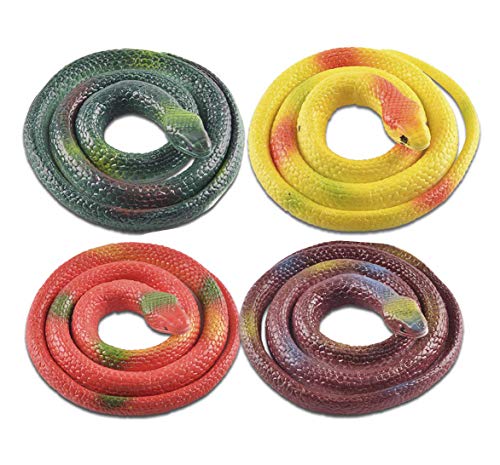 LRCXL Rubber Snakes to Keep Birds Away - 4 Pieces Realistic Fake Snake Toys for Garden Props to Keep...