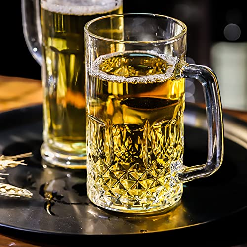 Frcctre 6 Pack 16 Oz Glass Beer Mug, Large Beer Glasses Steins With Handle And Stainless Steel Straws, Crystal Lead-Free Drinking Glasses Water Cups For Beer, Juice, Beverage, Bar #TOP7