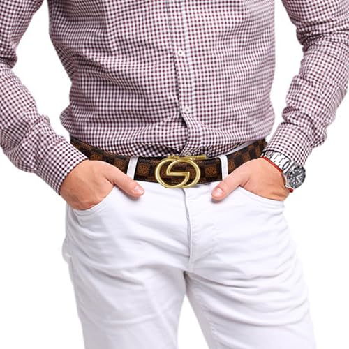 Image of ITIEZY Ratchet Belts for Men - Leather Click Belt for Casual Dress 1 3 /8 inch, Mens Adjustable Belt Trim to Fit