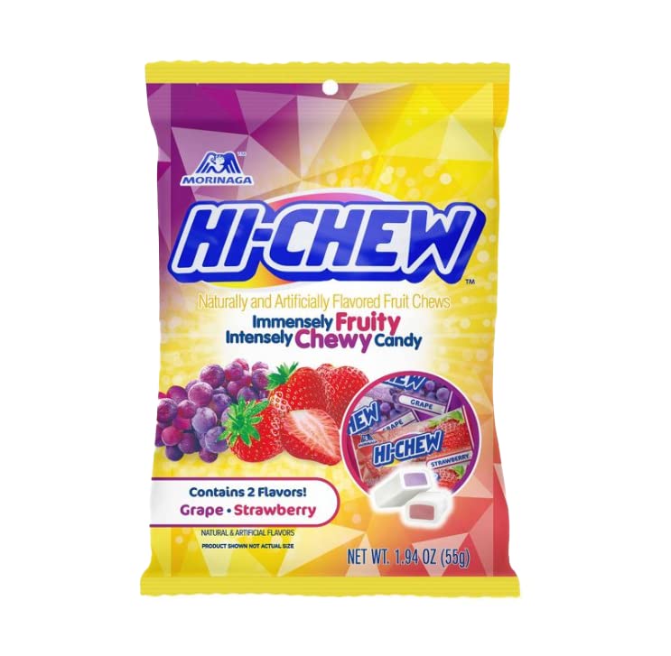 Hi-Chew Fruit Chews, 2 Flavors, Grape, Strawberry