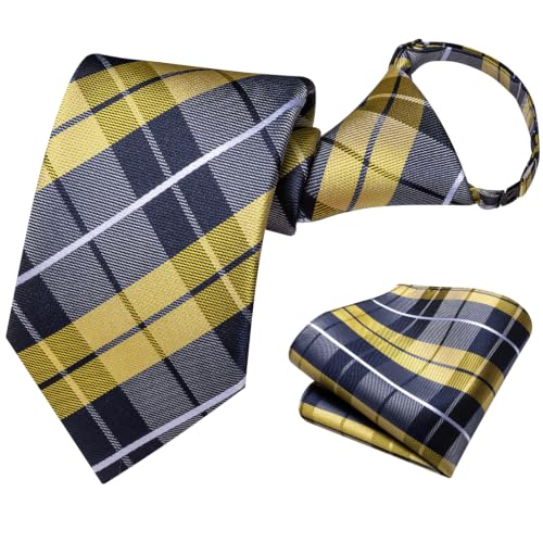 Image of Hi-Tie Boys Tie Pre-Tied Pocket Square Set Adjustable Kids Neckties Age 7-11 Years School UniForm Graduation