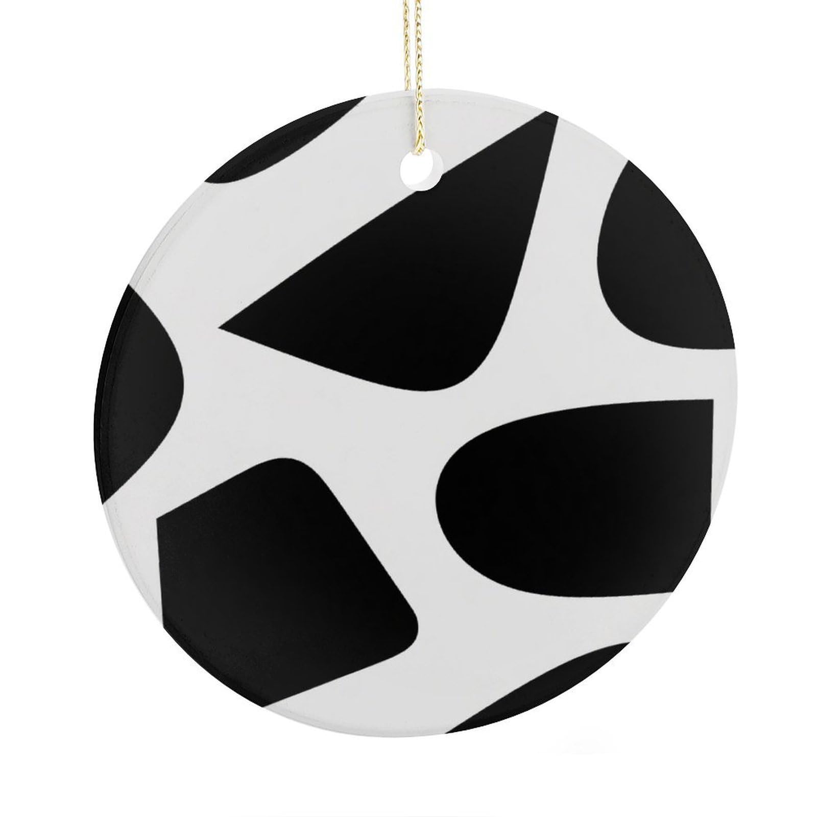 Fekiloot Style Geometry Christmas Ornaments 2.9 Inch Round Ceramic Ornament Keepsake Thank You Gifts For Office, Room, Home - Holiday Present Ideas