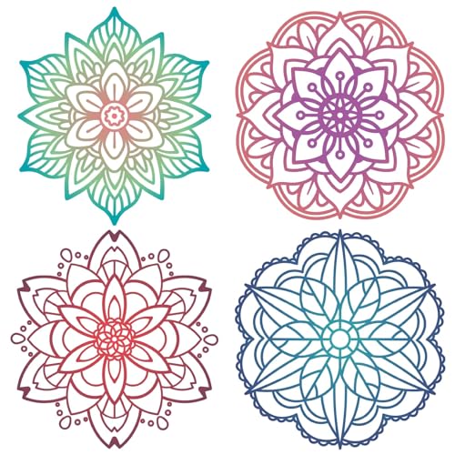 GORGECRAFT 4 Styles Mandala Glass Window Decals Flower of Life Glass Stickers Decal Decorative Anti-Collision Alert Cling for Sliding Door Prevent Stop Birds Dogs Pets Strikes Home Decor 16x16cm