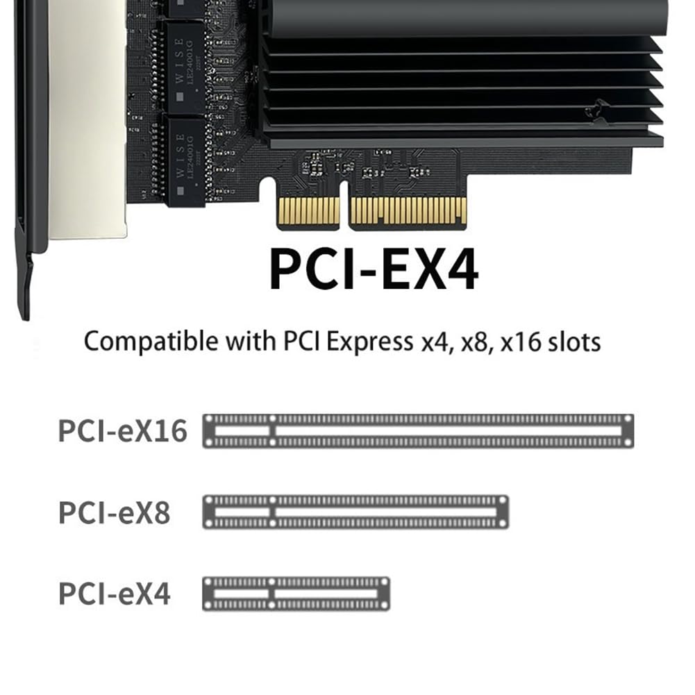 Carte réseau PCI-e RJ45 2500Mbps I226-V Gigabit Ethernet RJ45 Adaptateur WLAN PCI à quatre ports 2,5 G pour bureau