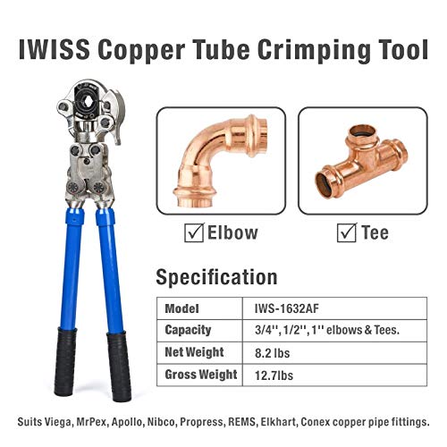 IWISS Copper Pipe Crimping Tool Kit, c/w 1/2inch,3/4inch,1inch Jaws