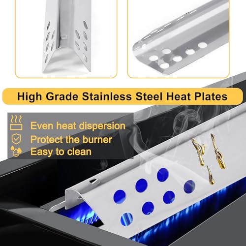 Image of Grill Replacement Parts for Charbroil Advantage 6 Burner 463240115, 466240115, 466235816, Cast Iron Grill Grates, Heat Plates Tents, Burners and Igniters for Char-Broil Advantage 463240115
