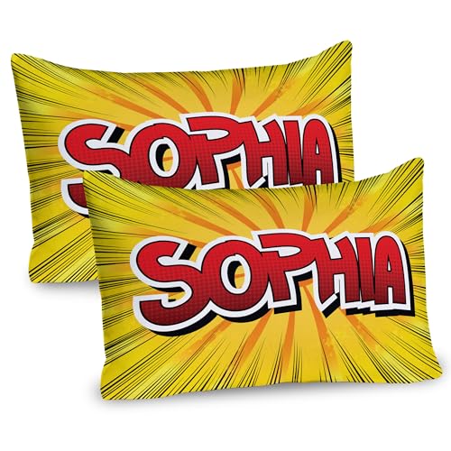 Ambesonne Sophia Pillow Sham Set of 2, Most Popular Girls` Given Names in Western World Retro Comic, Quality Microfiber Bedding Item for All Seasons, 36