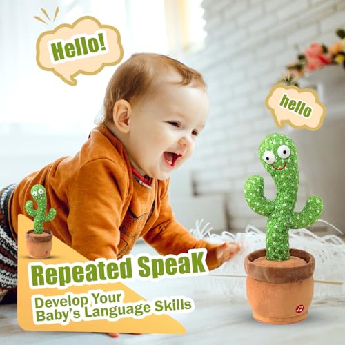 Image of Confidence Dancing Cactus Toy with Music, Singing, Talking & Voice Recording | Interactive Plush Cactus for Kids & Babies | Rechargeable Musical Mimicking Toy for Boys and Girls