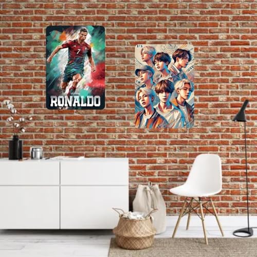 Image of Zesta Bathroom Decor Items Washroom Decor Tin Sign | Aesthetic Posters Wall Poster for Bedroom | Magnetic Cafe Decoration Items /Restaurant Decorations Items | Quirky Home Decor Bar Accent (Ronaldo)