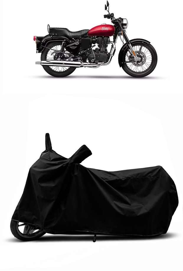 Image of Heavy Duty Waterproof Scooty & Bike Cover for Royal Enfeild Bullet 350 - UV Resistant, Dustproof & Rain Protection, All-Weather Outdoor Cover for Bikes & Scooty with Buckle Straps