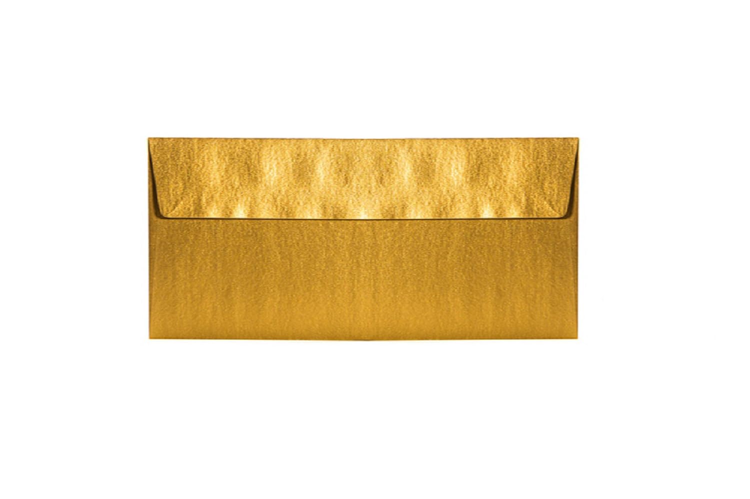 Enveloppes longues DIN 110 x 220 mm, 120 g, rabat droit avec patte autocollante, idéales pour anniversaire, mariage, invitations, cartes de vœux, Noël 100 x 88 doré