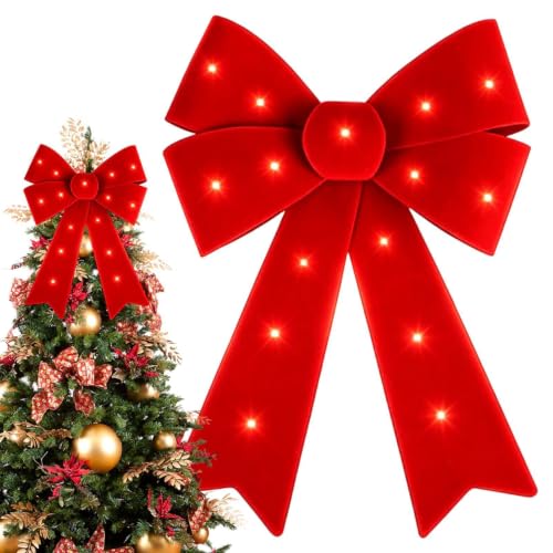 Lazo de Navidad iluminado a pilas con luces LED decorativas para colgar