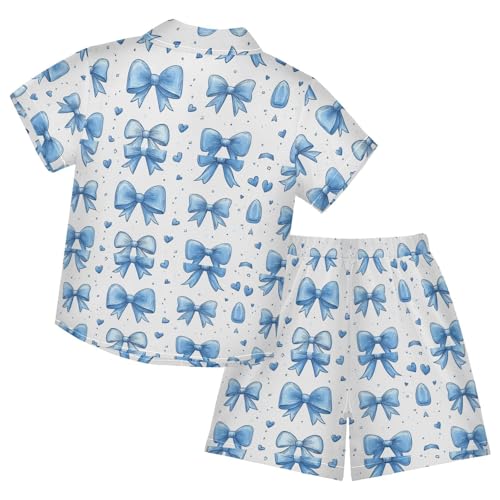 Boccsty Blue Bows Hearts Boy Summer Shorts Sets Hawaiian Toddler Boys T-Shirt & Pants 2 Pcs 3T2