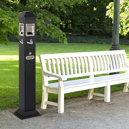 Image of Trash Receptacle Outdoor, Commercial Trash Can with Removable Inner Bucket, Easy to Clean, All-Metal Construction, Garbage Trash Bin for Porch /Guest Areas /Office /Balcony
