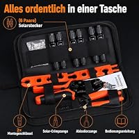PEBA Solarstecker Crimpzange Set, Solar Crimpzange für 1.5-2.5/4/6mm² Solarpanel PV Solarkabel, mit 6 Paars Solarstecker + Crimper Crimpwerkzeug für Solaranlage Photovoltaik + speziell Abisolierzange – Ansicht 8