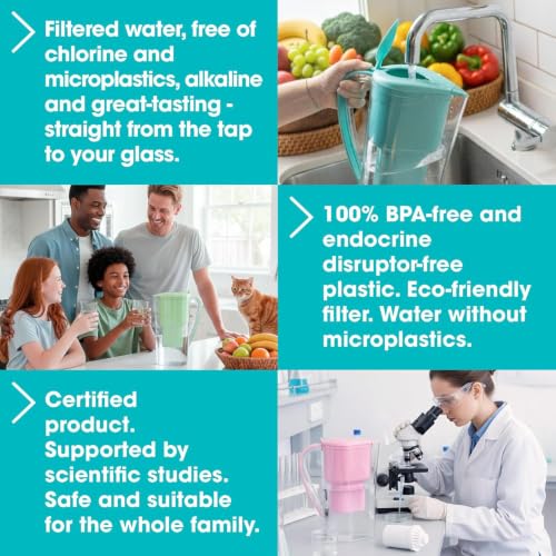 Image of Alkanatur Alkaline Water Filter Pitcher Removes Fluoride, Microplastics, PFAs - Adds Magnesium - Hydrogenates & Ionizes Water - Removes Chlorine, Heavy Metals - Certified UNE 149101:2015