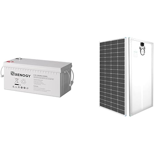Renogy 200W 12V Solar Panel and 200Ah 12V AGM Deep Cycle RV Marine Battery for Off-Grid System