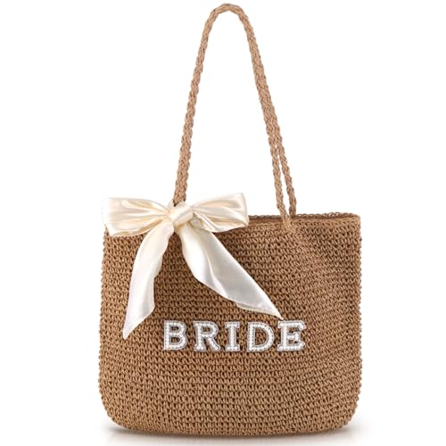 Bolso de playa tejido a mano estilo boho con lazo de seda miniatura 1