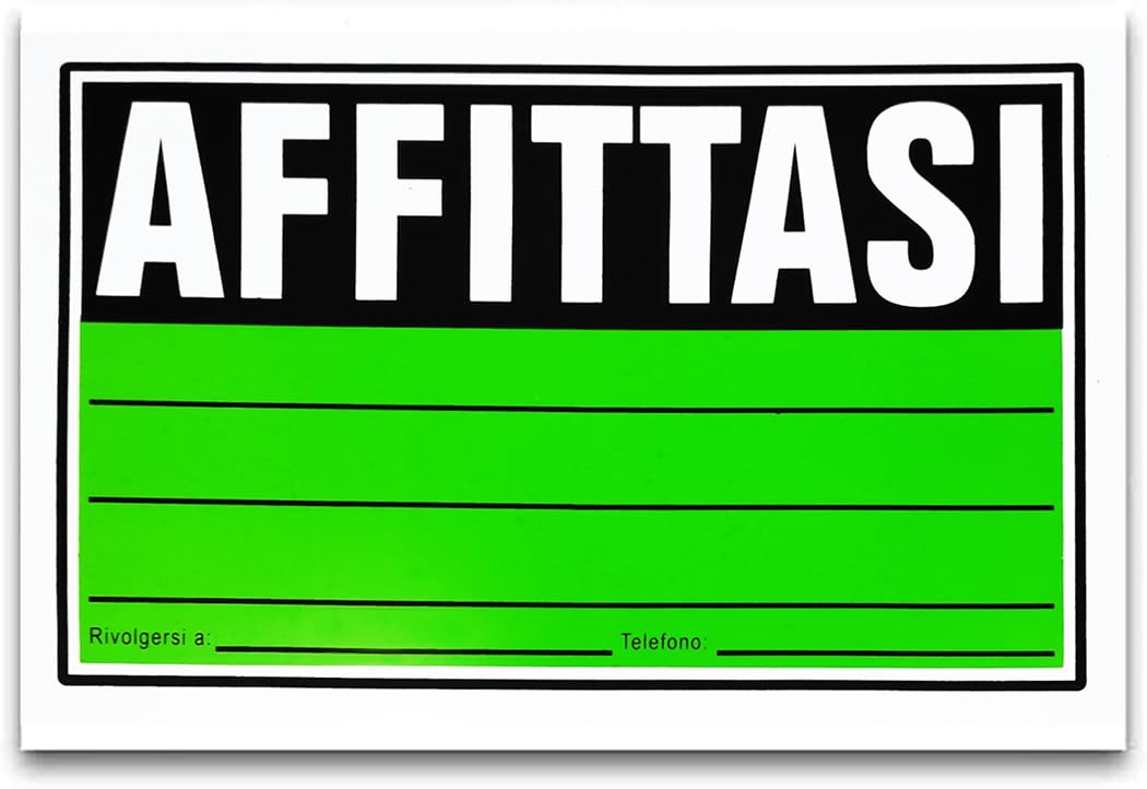 Cartello da Esterno Affittasi per Visibilità a Distanza Plastificato 30x20cm