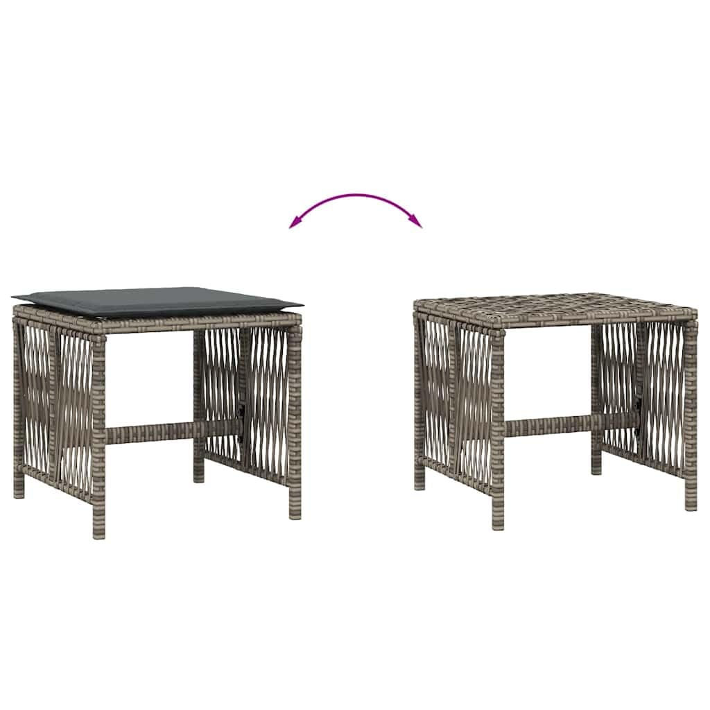 Taboret ogrodowy z poduszką 4 szt. szary 41 x 41 x 36 cm polirattanowy
