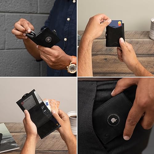 DONBOLSO Wallet Air I Slim AirTag Wallet with Apple AirTag Holder I Stylish Leather Card Holder with RFID Protection I For Men and Women I Holds up to 11 Credit Cards I Vintage Black2