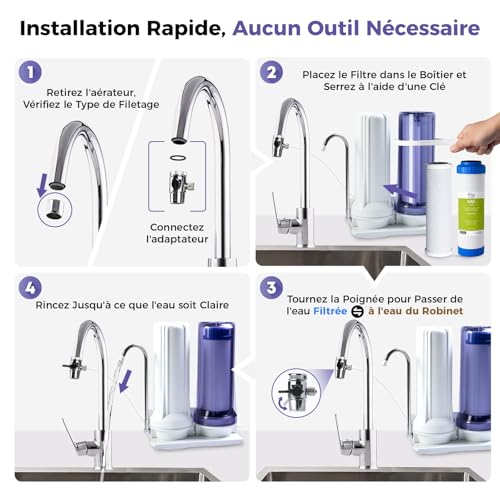 Filtration d'eau de comptoir iSpring CKC2 à haut rendement éliminant le chlore et les odeurs