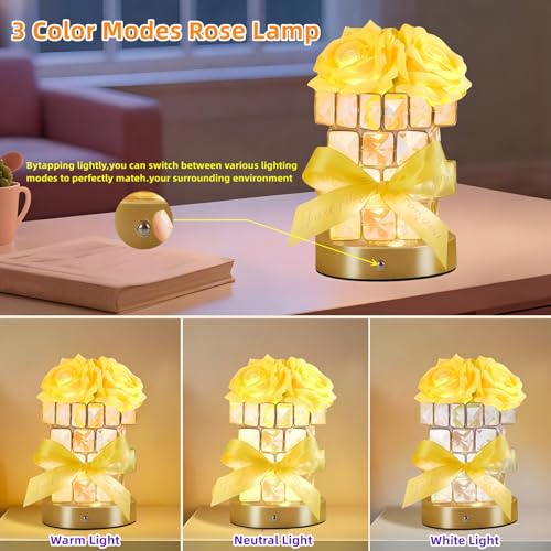 Image of Rose Flower Lamp,Birthday Gifts for Women Cordless LED Touch Night Light