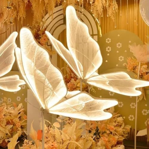 Lampadaire LED papillon de mariage réglable de 100 à 157 cm avec lumière chaude