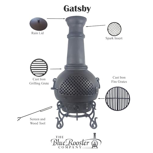 The Blue Rooster ALCH016CH Gatsby Cast Aluminum Chiminea In Charcoal thumb #1