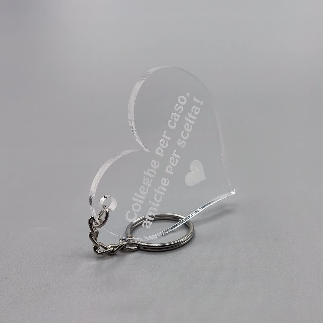 NM Idee Regalo colleghe lavoro Portachiavi cuore in plexiglass trasparente Idea Regalo per colleghe amiche Idee regalo amica e collega donna