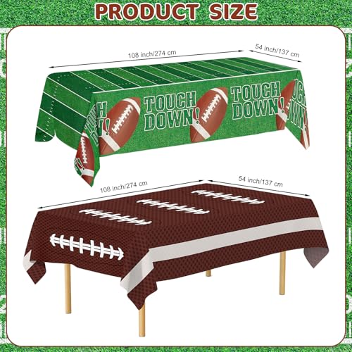 Football Party Decorations - 2 Pack Football Tablecloth Plastic, Disposable TouchDown Table Cover for Football Sport Birthday Party Supplies Favors Gameday Tailgate Table Decor Accessories, 108x54Inch - Image 4