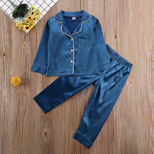 Toddler Baby Girl Satin Silk Pajamas Long-Sleeve Pjs Sleepwear Loungwear Outfit Clothes Set(Long Sleeve2