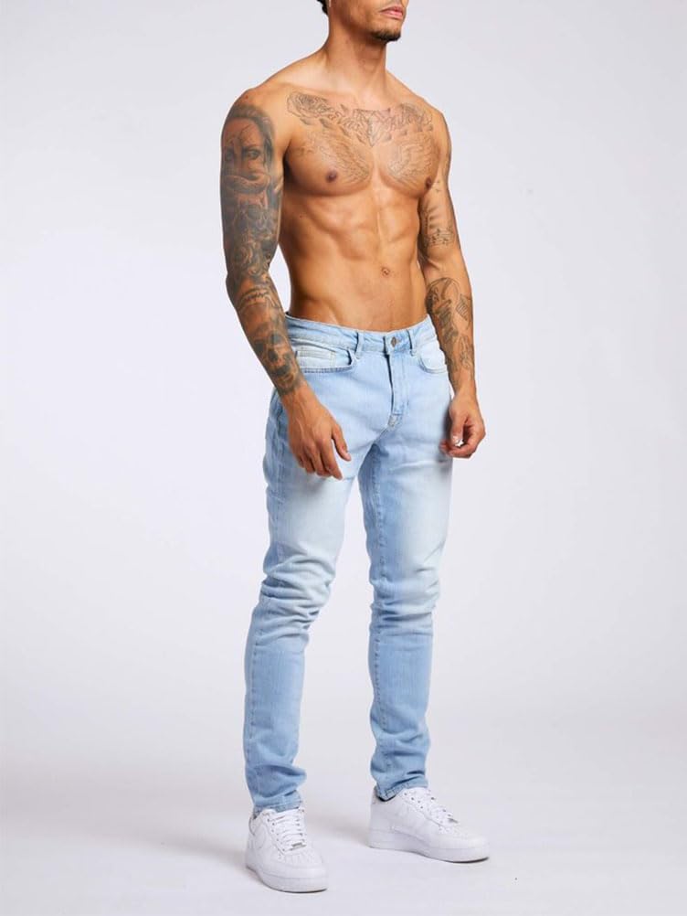 Jeans Homme Pantalons en Denim à Trou Droit Jeans Trou Cassé Pantalons avec Fermeture Éclair Jean Hip Hop Bassin Jeans Homme Pantalons de Sport Jeans Trou Cassé