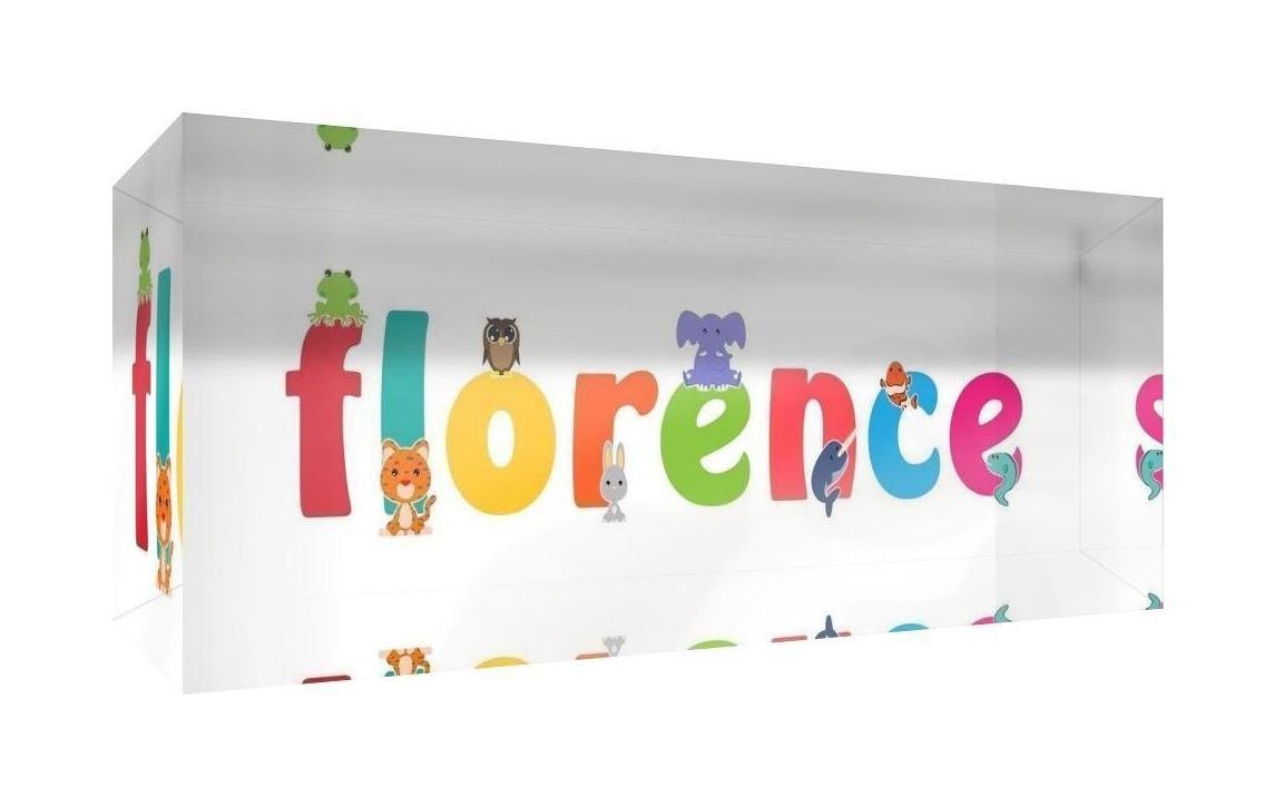 Diamond-Polished Keepsake/Token in Rectangular Design, Girl's Name (5 x 15 x 2 cm, Florence)