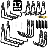 Ganchos de Garaje 17pc,Ganchos de Almacenamiento con Tornillos para Herramientas de Jardín,Antideslizantes y con Gran...