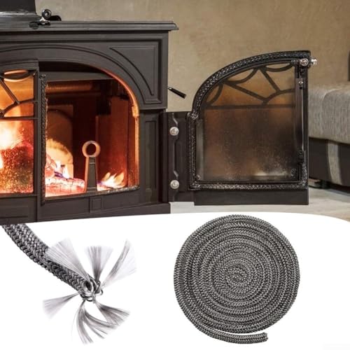 Jotekonoby Sello de cuerda de fibra de vidrio para estufa de leña, sello de cuerda de chimenea, quemador de leña y junta de estufa de pellets, cuerda de sellado de puerta y sello de horno (2,5 m x 8