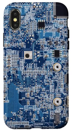 iPhone X/XS Motherboard Microchip Circuit IT Computer Background Blue Case