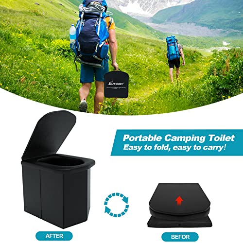 Euphrosy Upgrade Portable Toilet Xxl,Camping Toilet With A Free Handbag & 12 Toilet Garbage Bags, Compact Camping Toilet Applicable To Camping/Boat/Road Trips/Beach (D Type,Plastic,Black) #TOP1