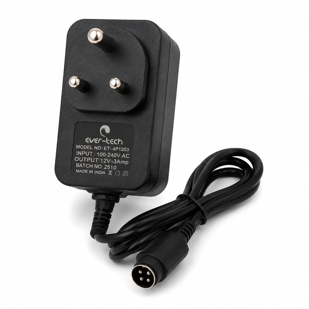 Ever-tech ET-4P1203 12V 3A 36W AC/DC Adapter with 4-Pin DIN Connector for DVR, NVR & CCTV Equipment, Surge & Overload Protection, Black-image-41