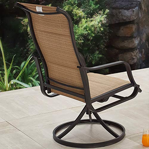 Romayard 2 Pieces Patio Dining Chairs Swivel Rockers Outdoor Paded High Back Chair, Beige #TOP3