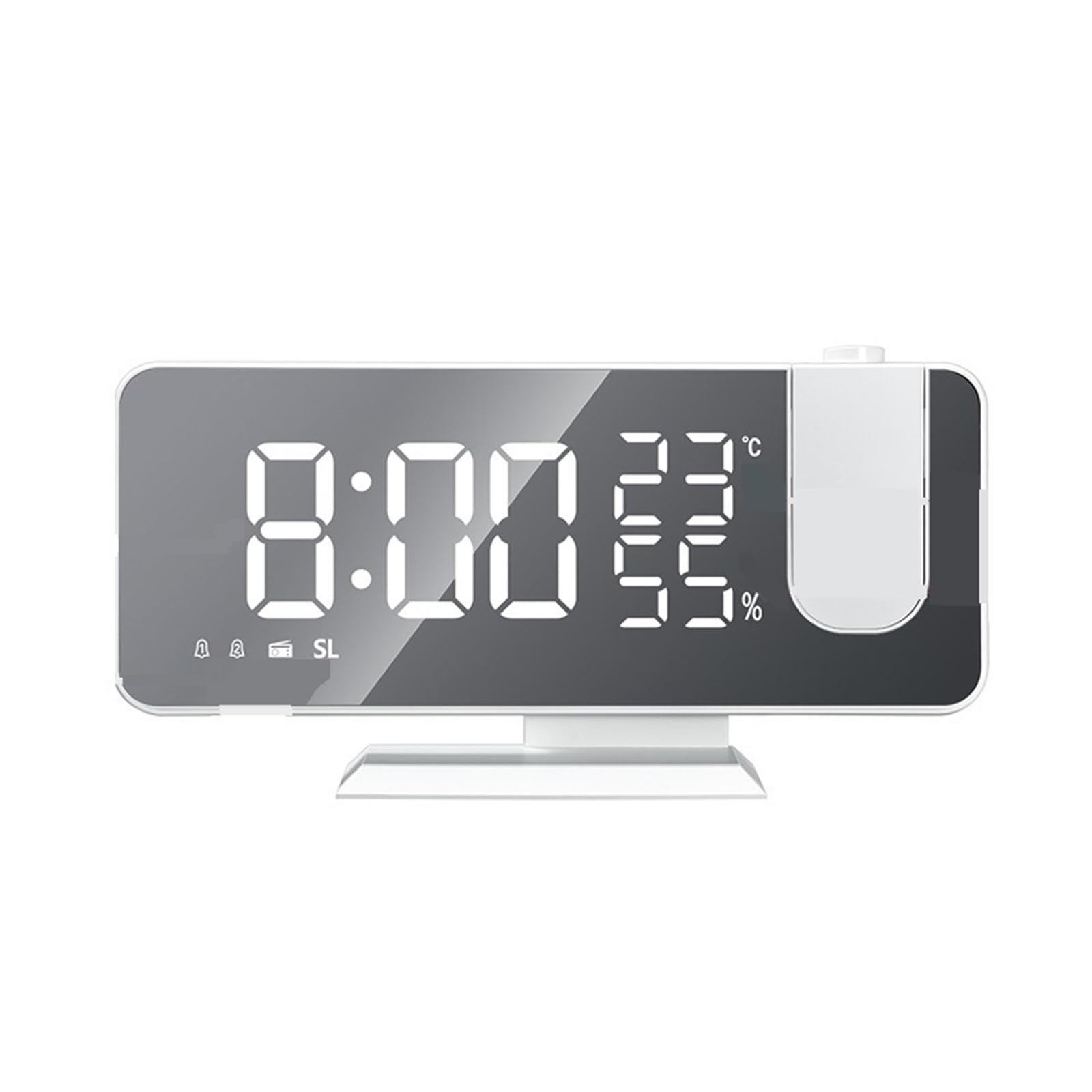 KOESRXNQW LED Digital Smart Alarm Clock Watch Table Electronic Desktop Clocks USB Wake Up With 180° Time Projection Snooze Clear Projection(White A)