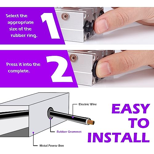 Swpeet 40Pcs Black Rubber Grommet Sortiment Kit, 5-Größen Ösen Ring Dichtung, einseitig runde Firewall Loch Stecker ca. 13/16 1 1-3/16 1-3/8 1-9/16 Bohrloch für Verdrahtung, Automobil, Boot
