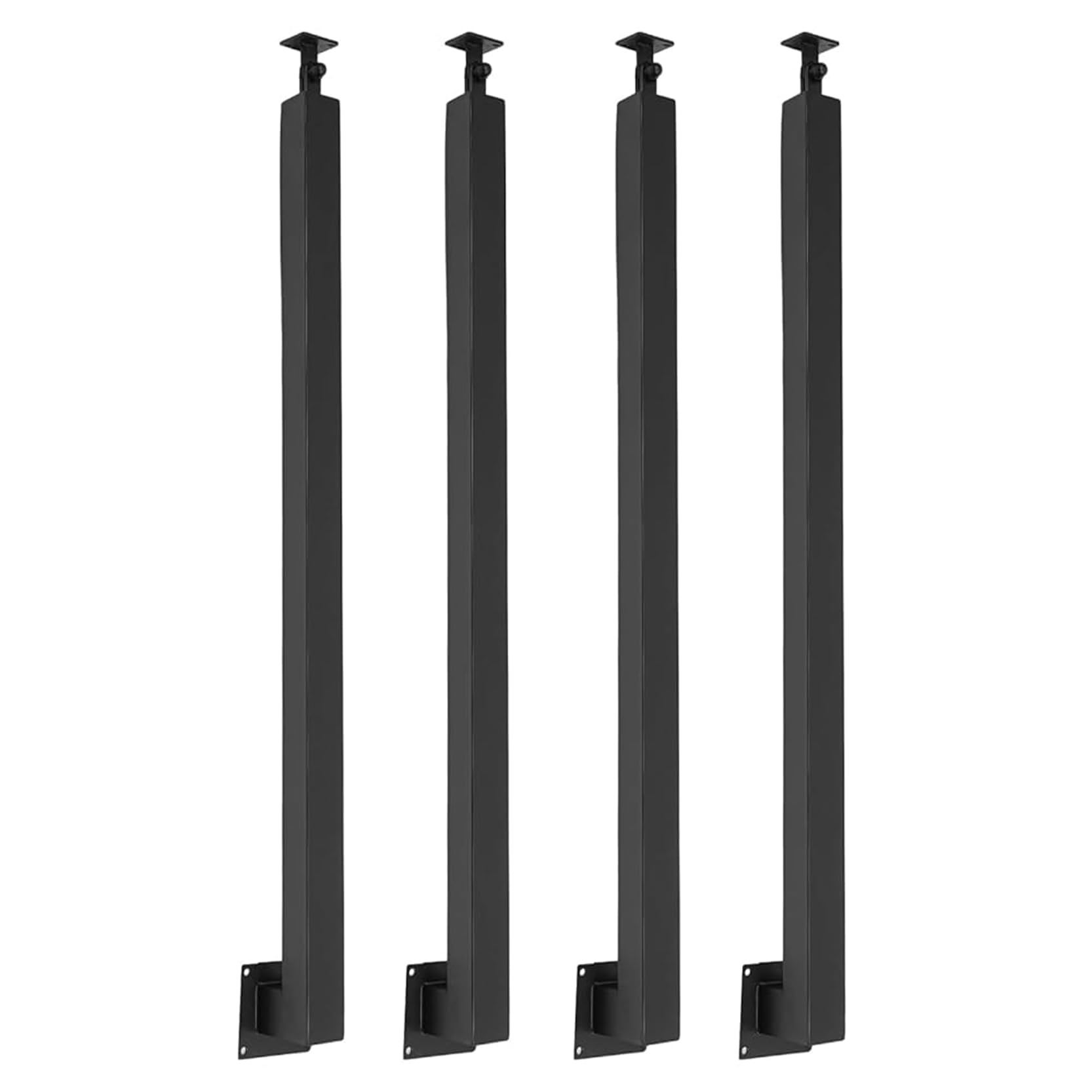 GOUZIBHD 4 Pack Side Mount Metal Spindles Square Stair Baluster Posts Indoor Stair Railing Deck Balusters with Flat Bracket Base,for Deck Steps Balcony(Size:90cm/35.4in,Color:Black)