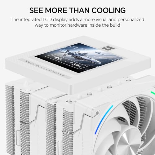 Image of Thermalright Phantom Spirit 120 Vision Snow CPU Cooler, 3.95-Inch IPS LCD Screen, 7 Heat Pipes, 120mm PWM Fan with LCP Blades, 160mm Dual Tower, for Intel LGA1851 /1700 and AMD AM5 /AM4 (White)